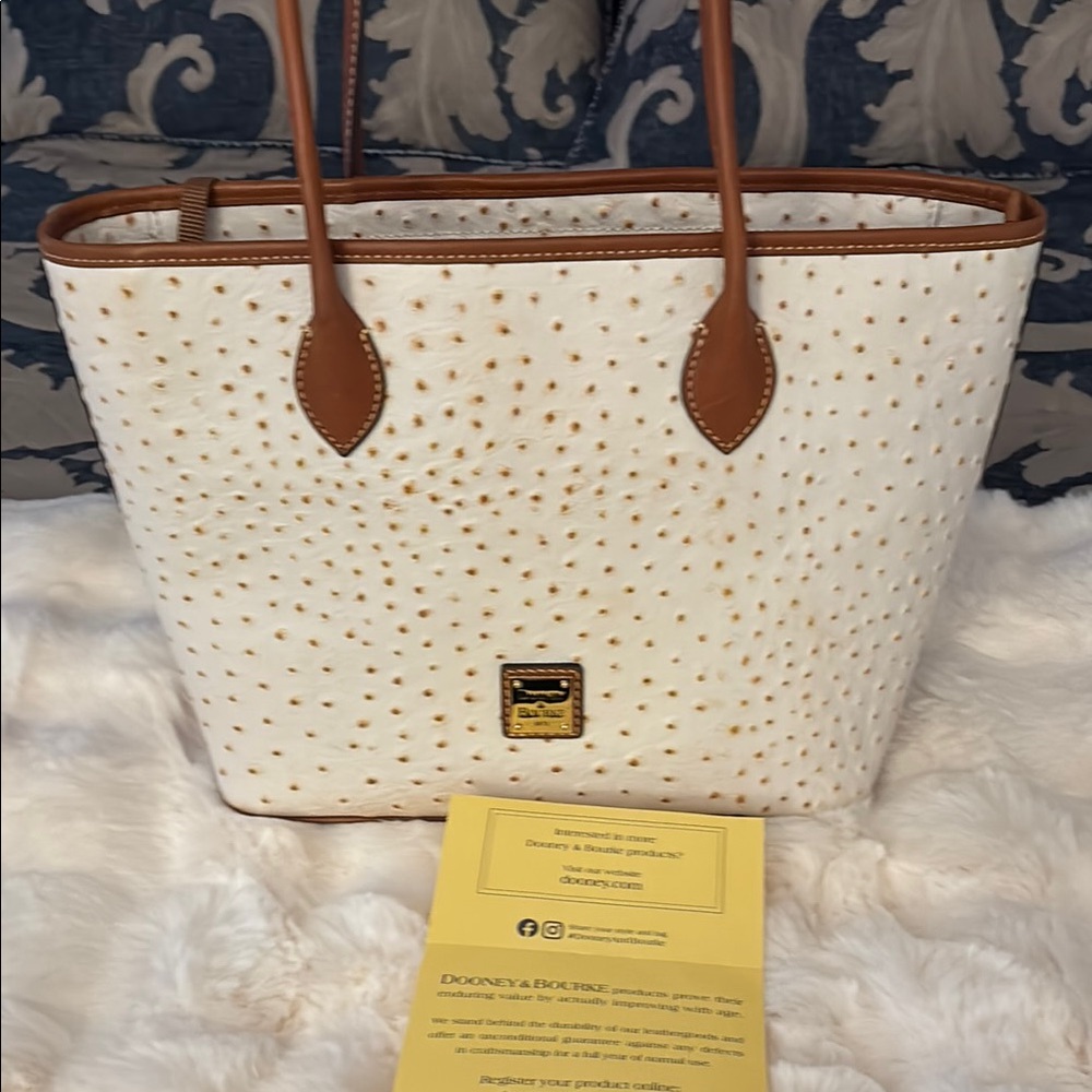 Dooney & Bourke White Tote with Tan Leather Trim